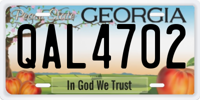 GA license plate QAL4702