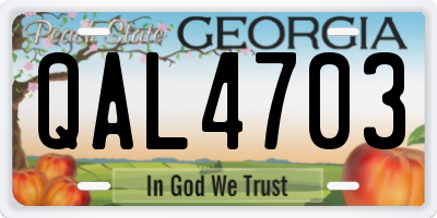 GA license plate QAL4703