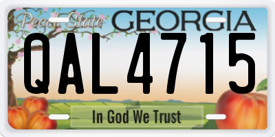 GA license plate QAL4715