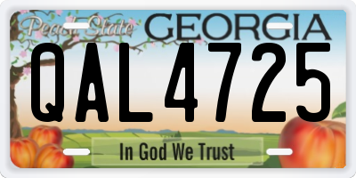 GA license plate QAL4725