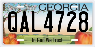 GA license plate QAL4728