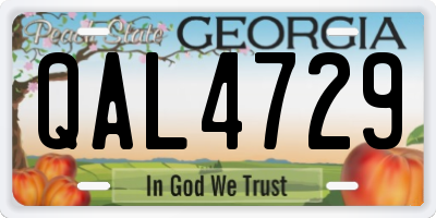 GA license plate QAL4729