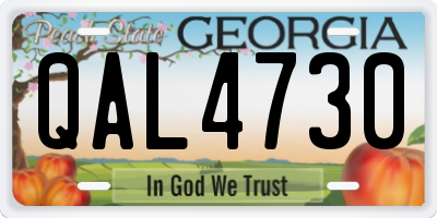 GA license plate QAL4730
