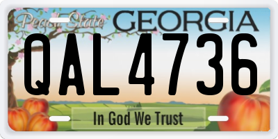 GA license plate QAL4736