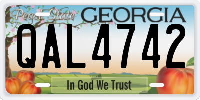 GA license plate QAL4742