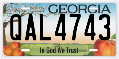 GA license plate QAL4743