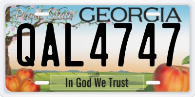 GA license plate QAL4747
