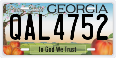 GA license plate QAL4752
