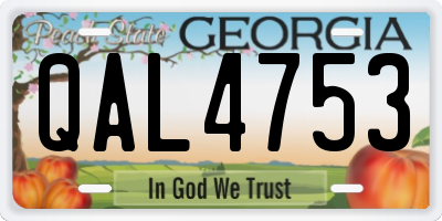 GA license plate QAL4753