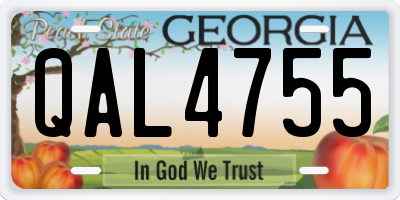 GA license plate QAL4755