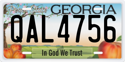 GA license plate QAL4756