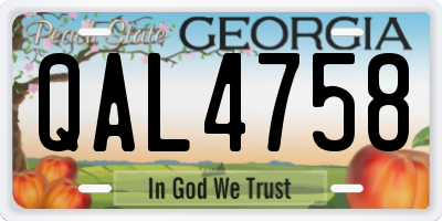 GA license plate QAL4758