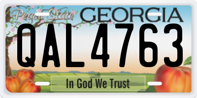 GA license plate QAL4763