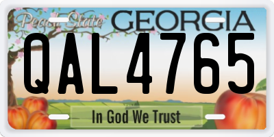 GA license plate QAL4765
