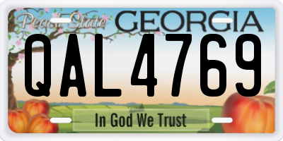GA license plate QAL4769