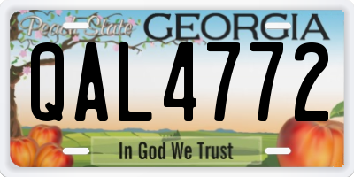 GA license plate QAL4772