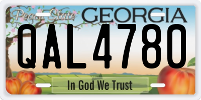 GA license plate QAL4780