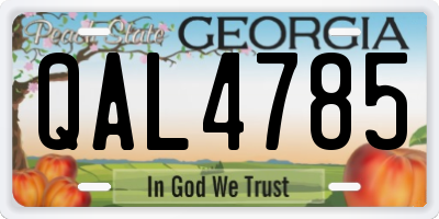 GA license plate QAL4785