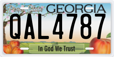 GA license plate QAL4787