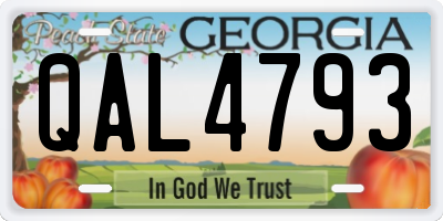 GA license plate QAL4793
