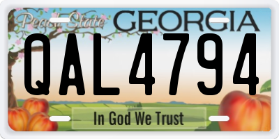 GA license plate QAL4794