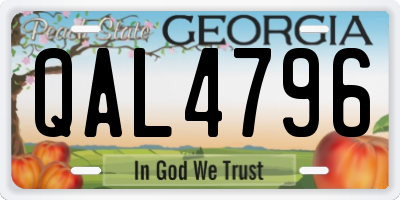 GA license plate QAL4796