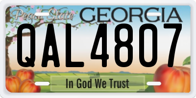 GA license plate QAL4807
