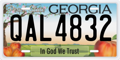 GA license plate QAL4832