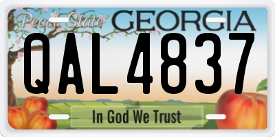 GA license plate QAL4837