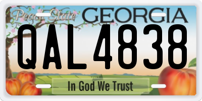 GA license plate QAL4838