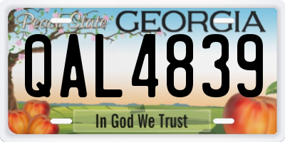 GA license plate QAL4839