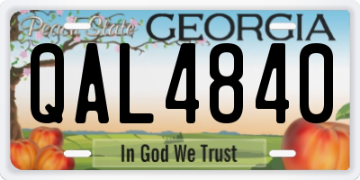GA license plate QAL4840