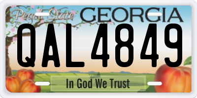 GA license plate QAL4849