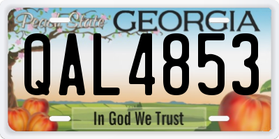 GA license plate QAL4853