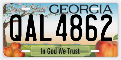 GA license plate QAL4862