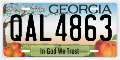 GA license plate QAL4863