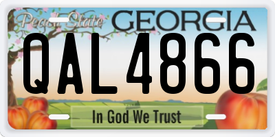 GA license plate QAL4866