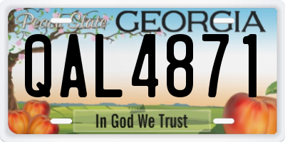 GA license plate QAL4871