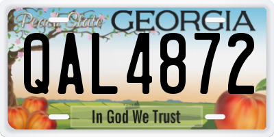 GA license plate QAL4872