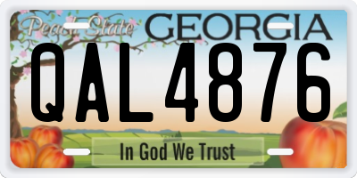 GA license plate QAL4876