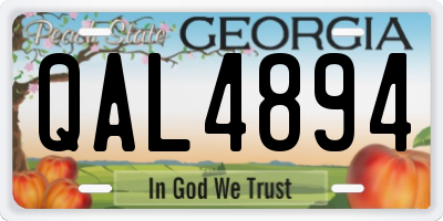 GA license plate QAL4894