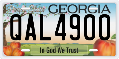 GA license plate QAL4900