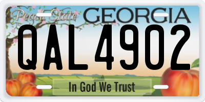 GA license plate QAL4902