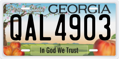 GA license plate QAL4903