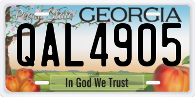 GA license plate QAL4905