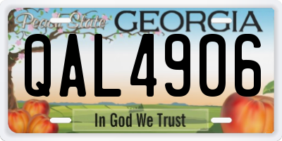 GA license plate QAL4906