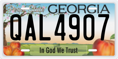 GA license plate QAL4907