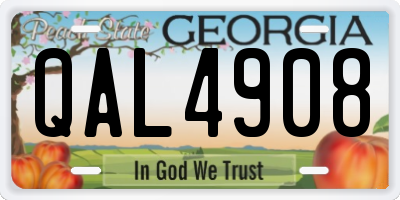 GA license plate QAL4908