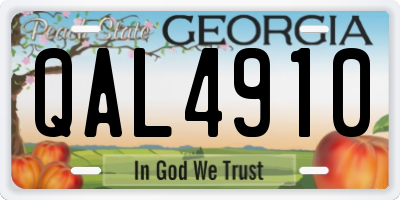 GA license plate QAL4910