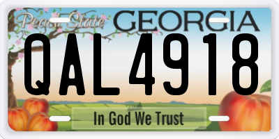 GA license plate QAL4918